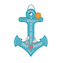 Load image into Gallery viewer, Wooden hand painted decorative anchor Home is where you drop your anchor nautical decoration anchor wall decor
