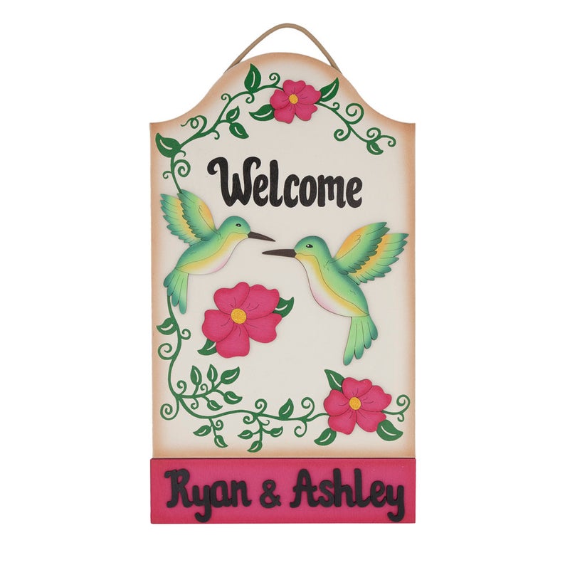 Hummingbird Welcome personalized wooden decorative hummingbird welcome sign welcome porch signs